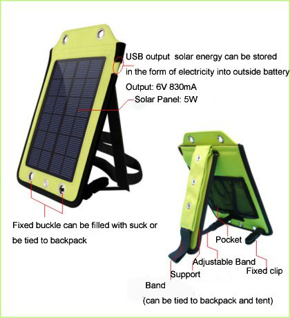 5W делают портативный солнечный передвижной заряжатель водостотьким для мобильного телефона