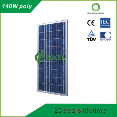 Панели солнечных батарей PV 140 ватт поликристаллические с 25 летами аттестованной продолжительности жизни TUV